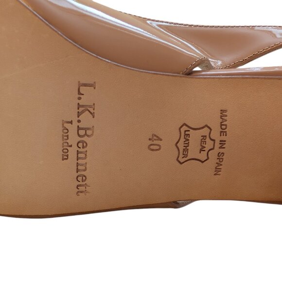 LK Bennett Nude Patent Leather Slingback Block Heel - Picture 3 of 8